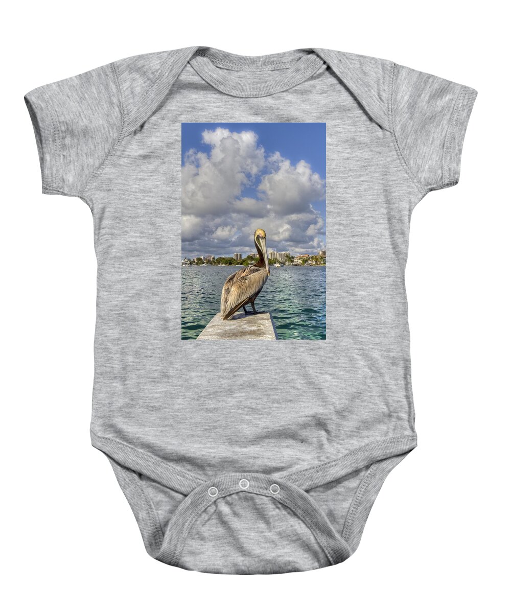 Bird Baby Onesie featuring the photograph Head in the Clouds by Debra and Dave Vanderlaan