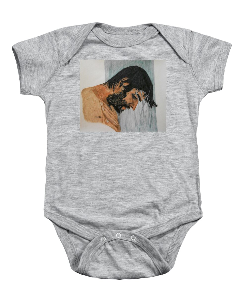 Portrait Baby Onesie featuring the drawing Head Shower by Michelle Gilmore