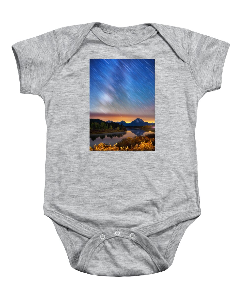 Mount Moran Baby Onesie featuring the photograph Heavens Rains by Darren White