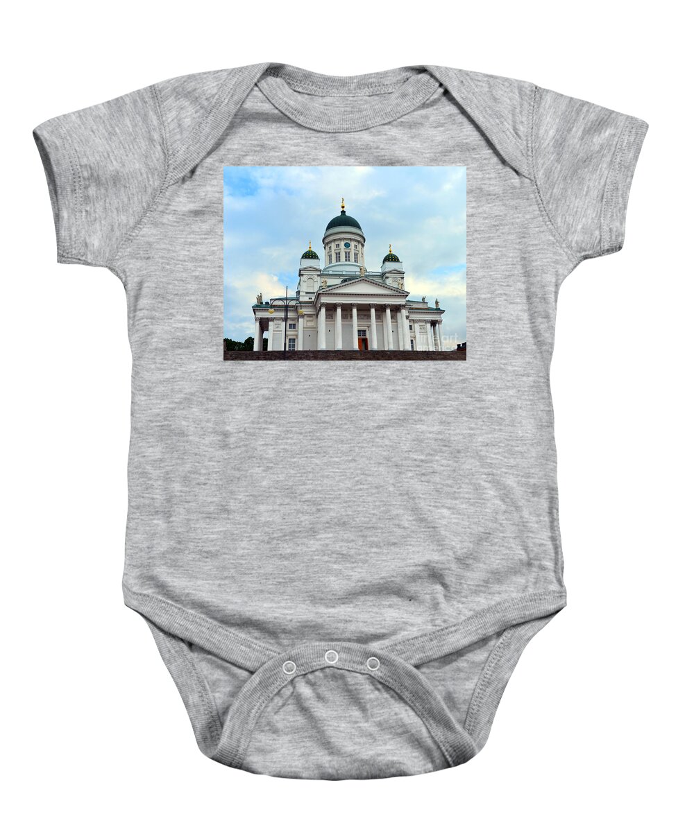 Helsinki Baby Onesie featuring the photograph Helsinki Cathedral by Catherine Sherman