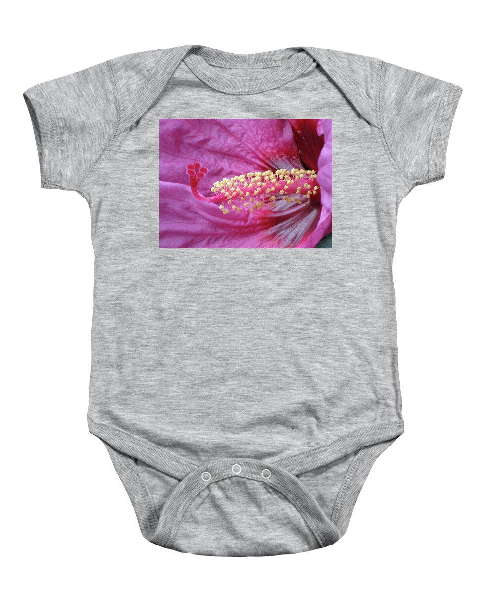 Hibiscus Baby Onesie featuring the photograph Hibiscus - Berry Awesome 02 by Pamela Critchlow