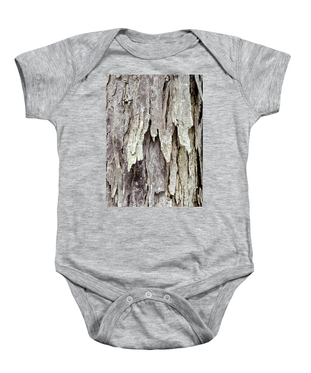Tree Bark Baby Onesie featuring the photograph Hickory Tree Bark Abstract by Christina Rollo
