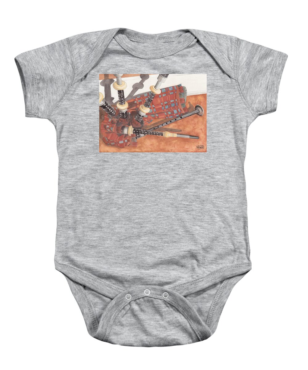 Great Baby Onesie featuring the painting Highland Pipes II by Ken Powers