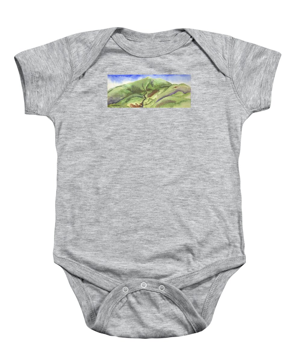  Baby Onesie featuring the painting Hillside Panorama by Kathleen Barnes