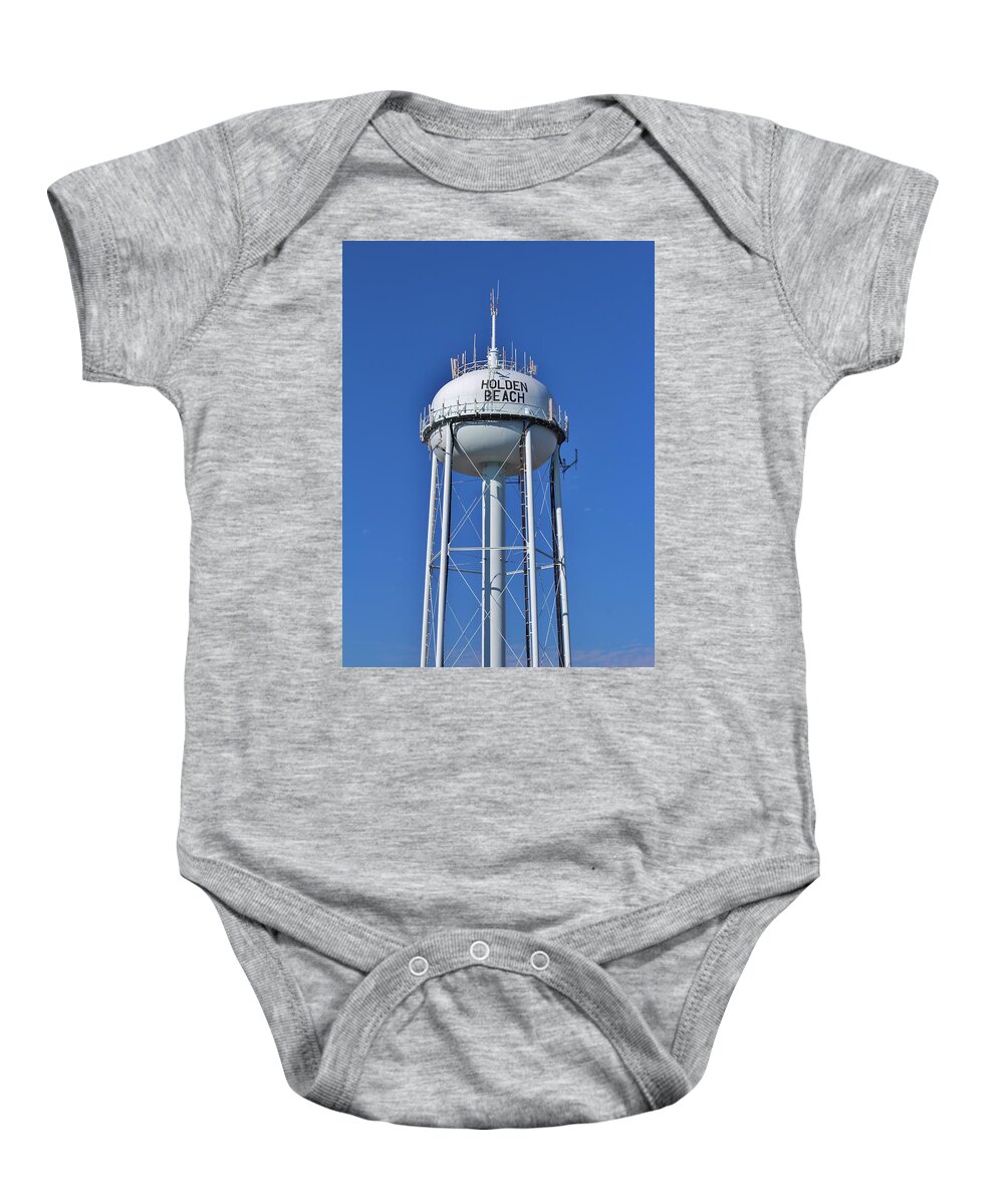 Water Tower Baby Onesie featuring the photograph Holden Beach Water Tower by Cynthia Guinn