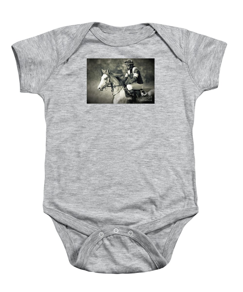 Horse Baby Onesie featuring the photograph Horse and jockey by Dimitar Hristov