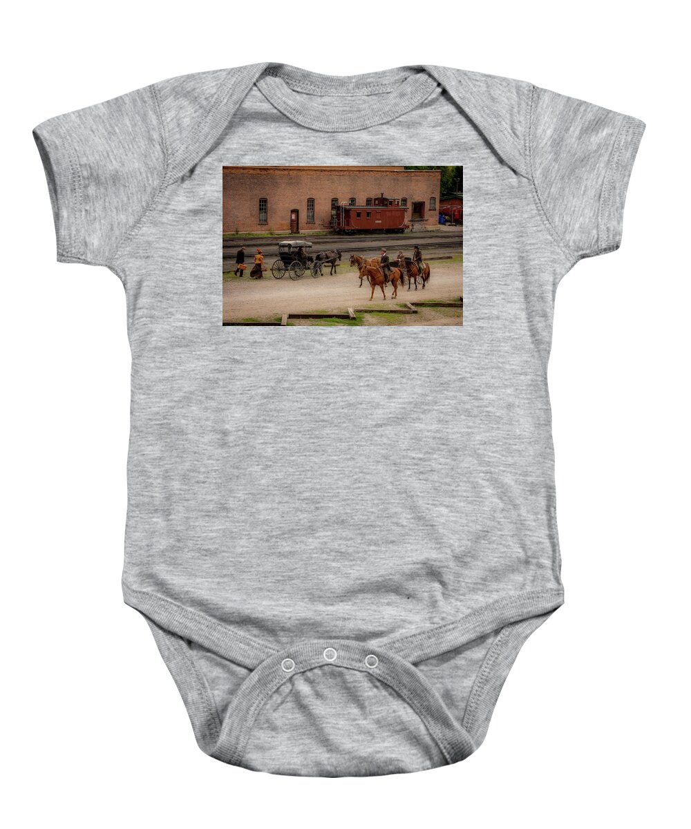 Hostiles Baby Onesie featuring the photograph Hostiles - A Day on Set - No2 by Debra Martz