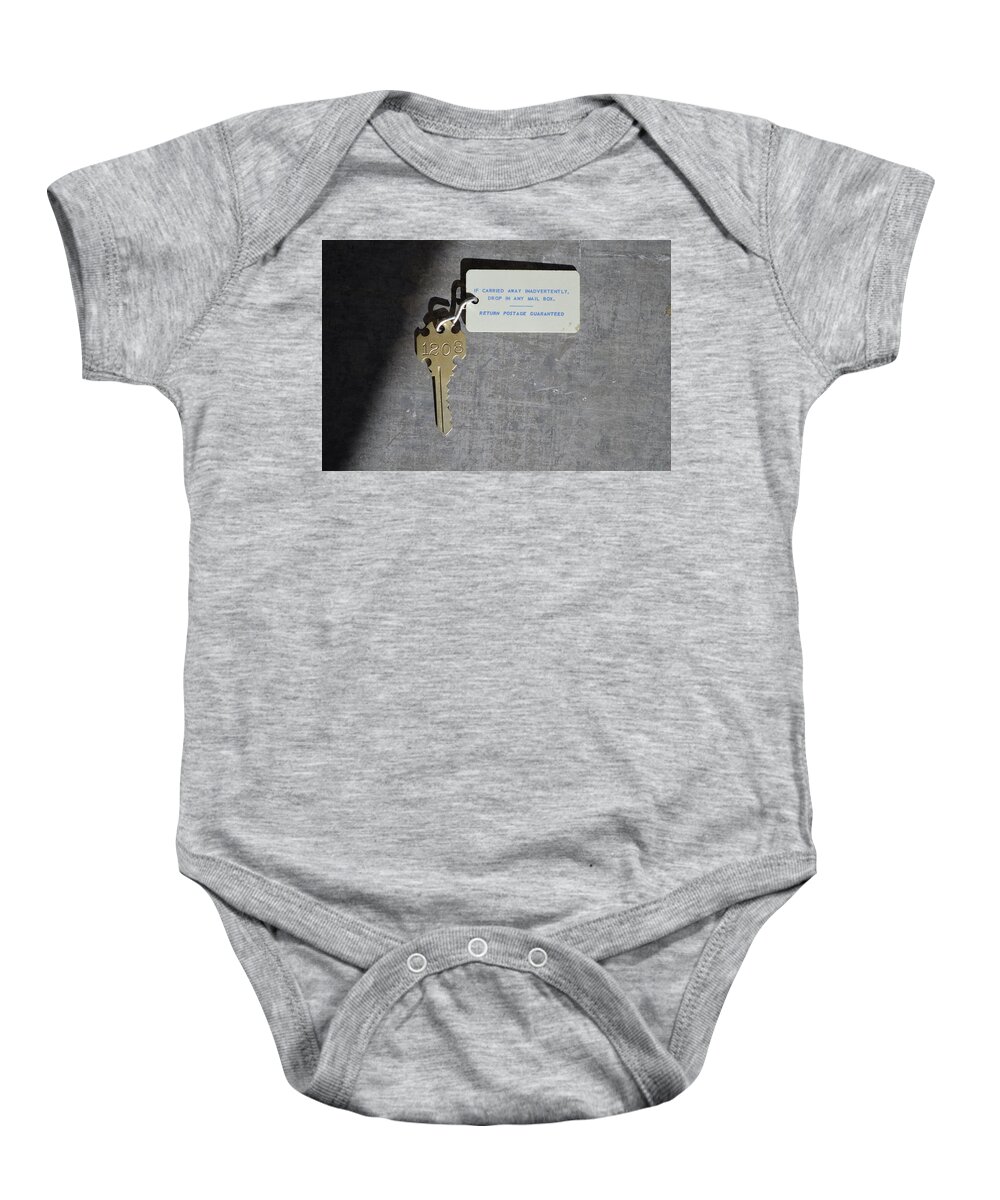 Hotel Baby Onesie featuring the photograph Hotel Key, If carried away by Erik Burg