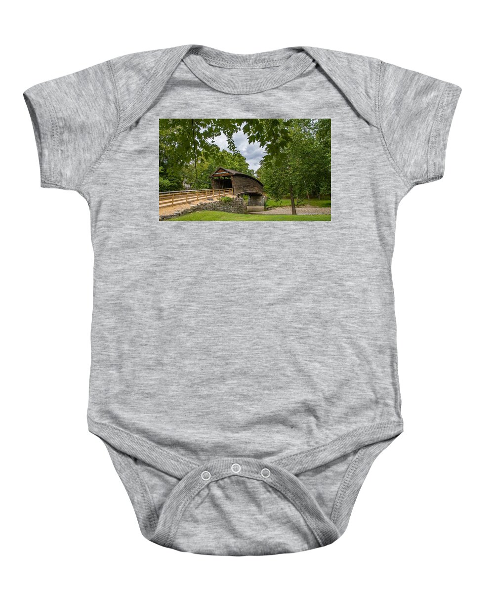 Historic Baby Onesie featuring the photograph Humpback Covered Bridge by Kevin Craft