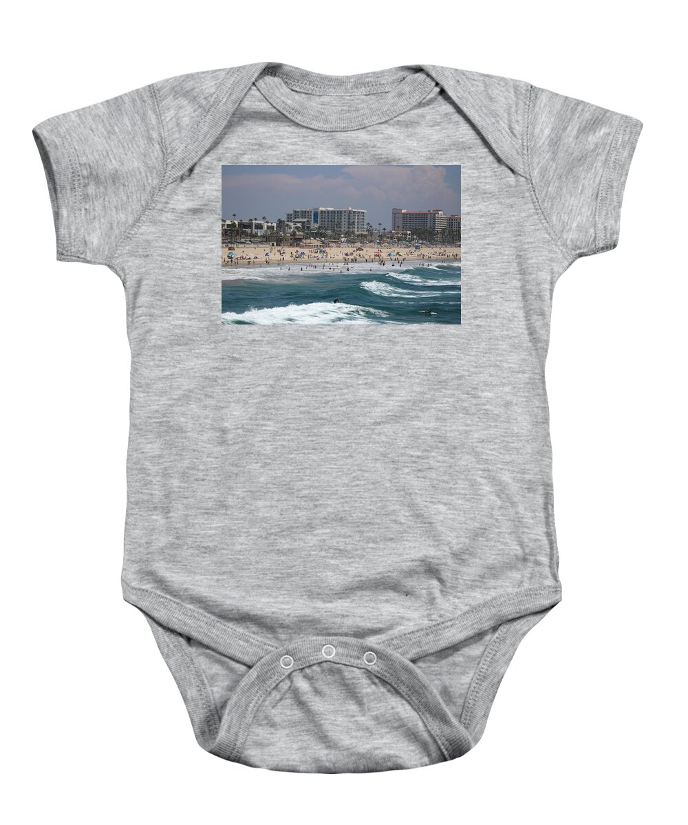 Beach Scene Baby Onesie featuring the photograph Huntington Beach Scene Summer 2017 by Colleen Cornelius