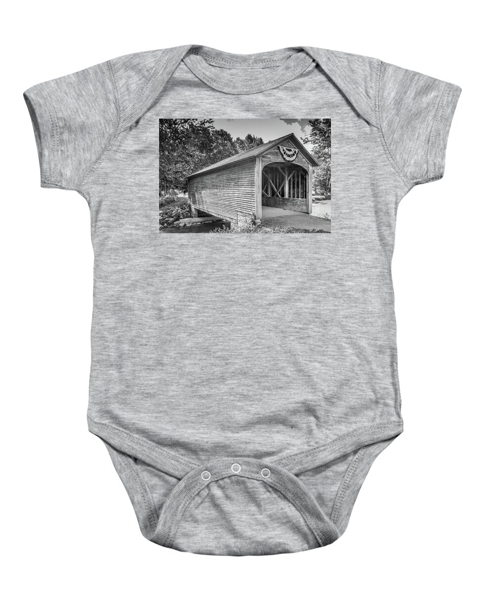 Bridges Baby Onesie featuring the photograph Hyde Hall Covered Bridge by Guy Whiteley