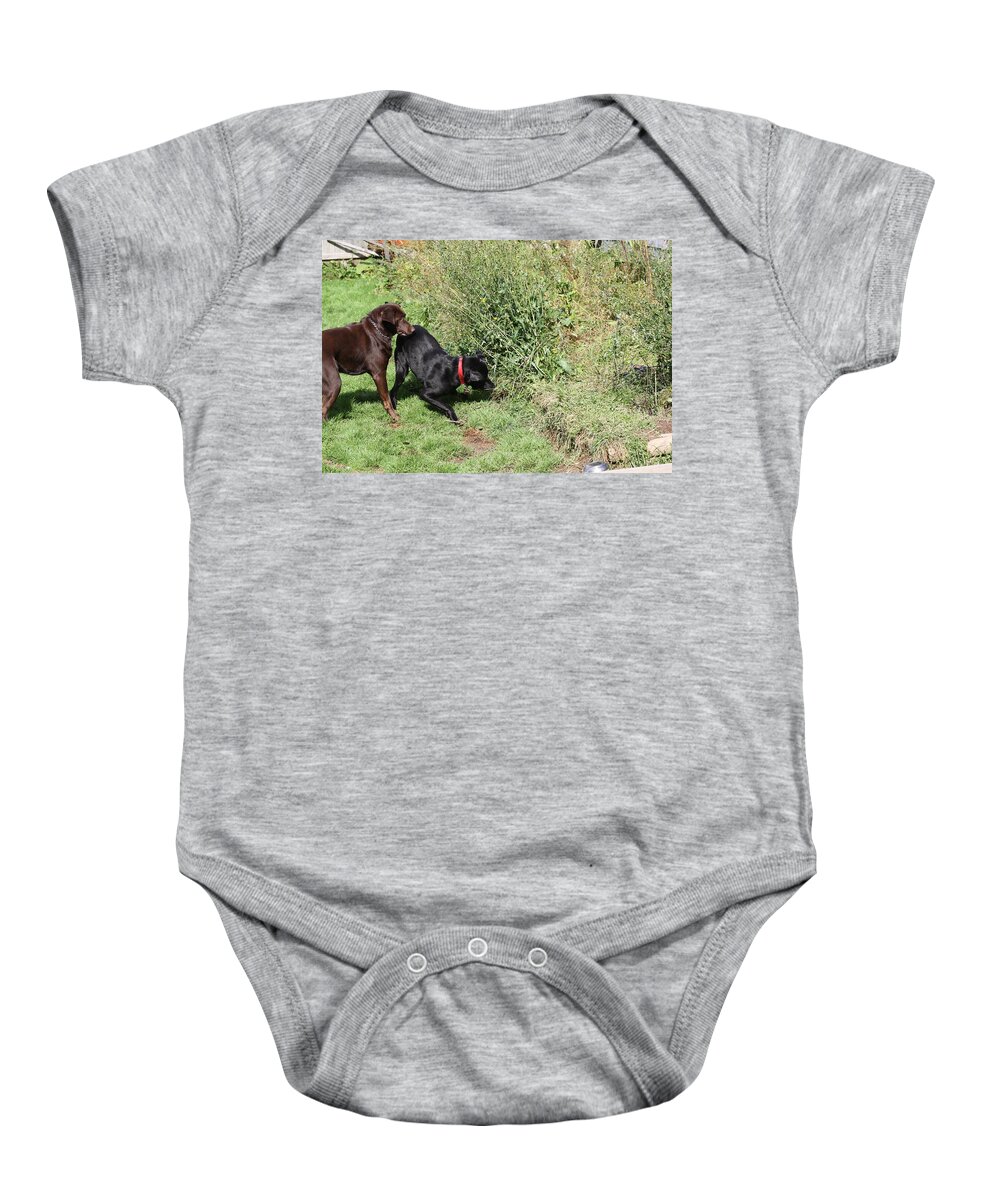 Animals Baby Onesie featuring the photograph I KNOW There's Something In There by Greg DeBeck