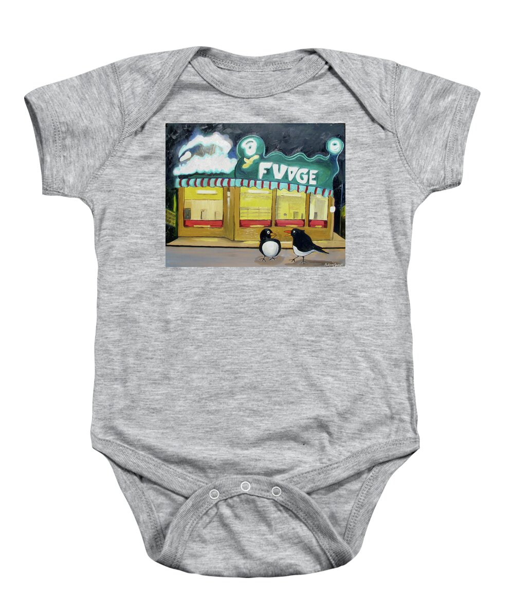 Figurative Abstraction Baby Onesie featuring the painting I Said Flounder not Fudge by Patricia Arroyo
