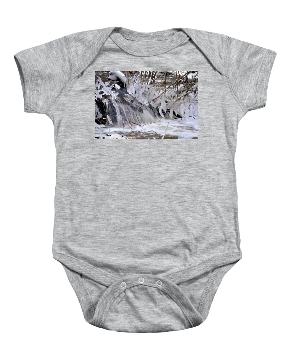 River Baby Onesie featuring the photograph Icy Spring by Ron Cline