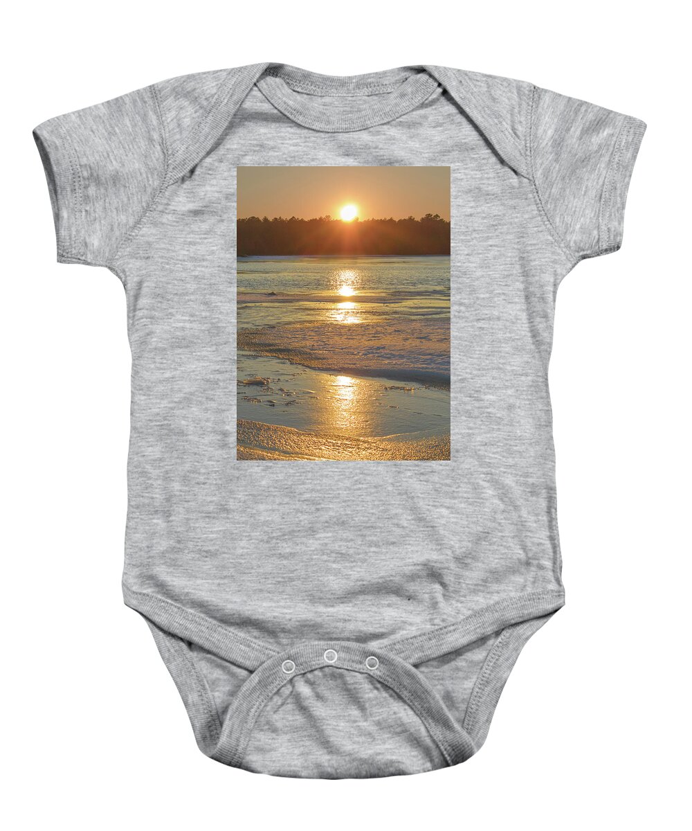 Sunset Baby Onesie featuring the photograph Icy Sunset by Beth Sawickie