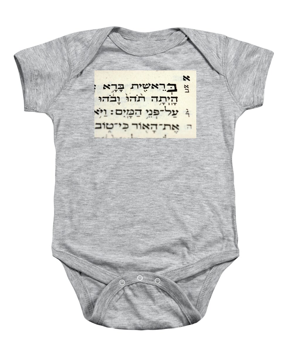 Quote Baby Onesie featuring the photograph In the beginning by Shay Levy