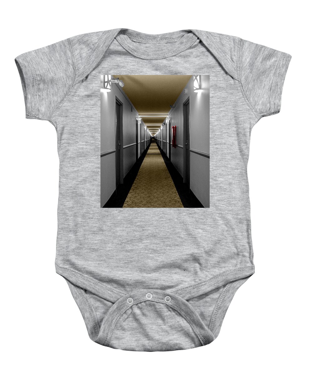 Hotel Baby Onesie featuring the photograph Long Hall of Life by Leon deVose