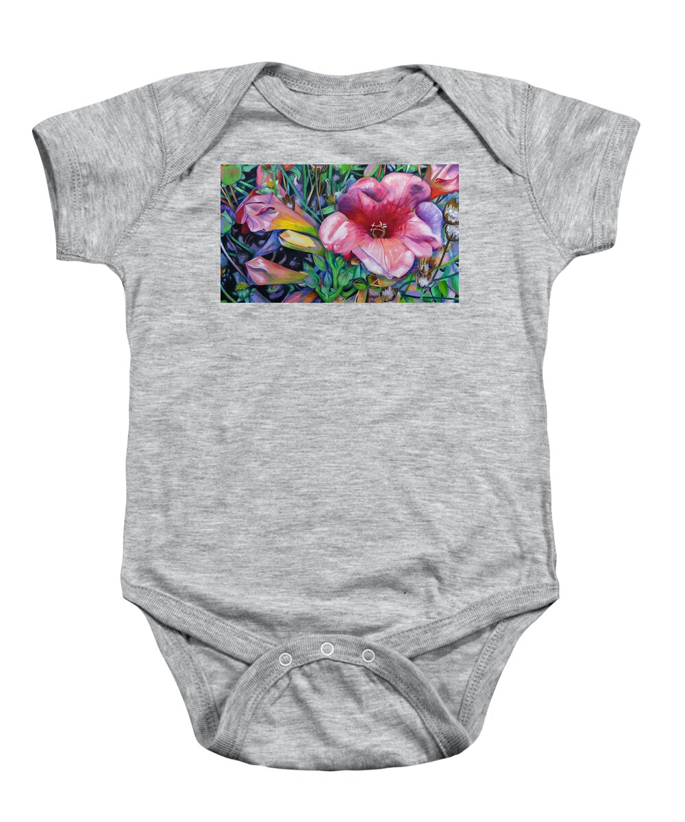 Flowers Baby Onesie featuring the painting Fragrant blooms by Jeremy Holton