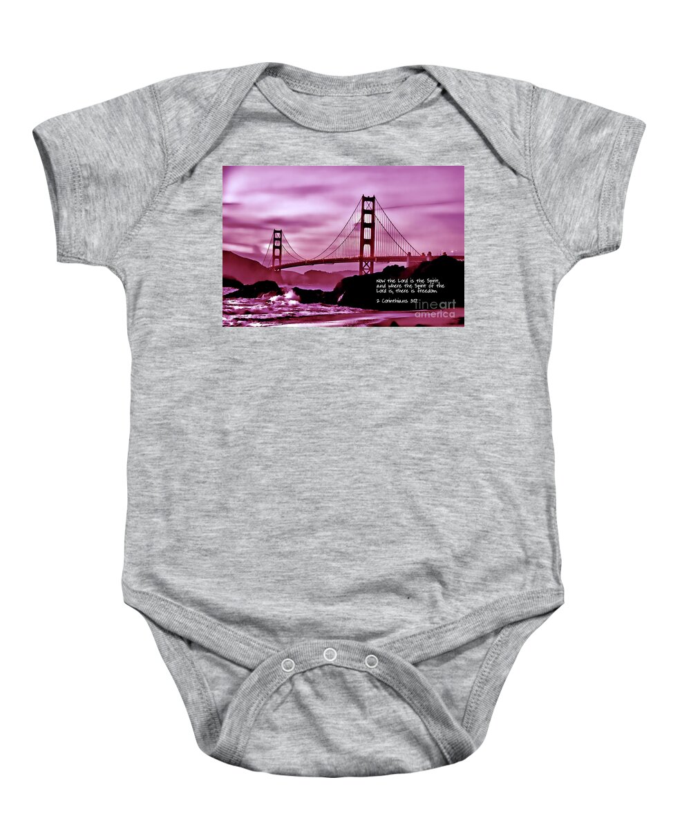  Golden Gate Bridge Baby Onesie featuring the photograph Inspirational - Nightfall at the Golden Gate by Mark Madere