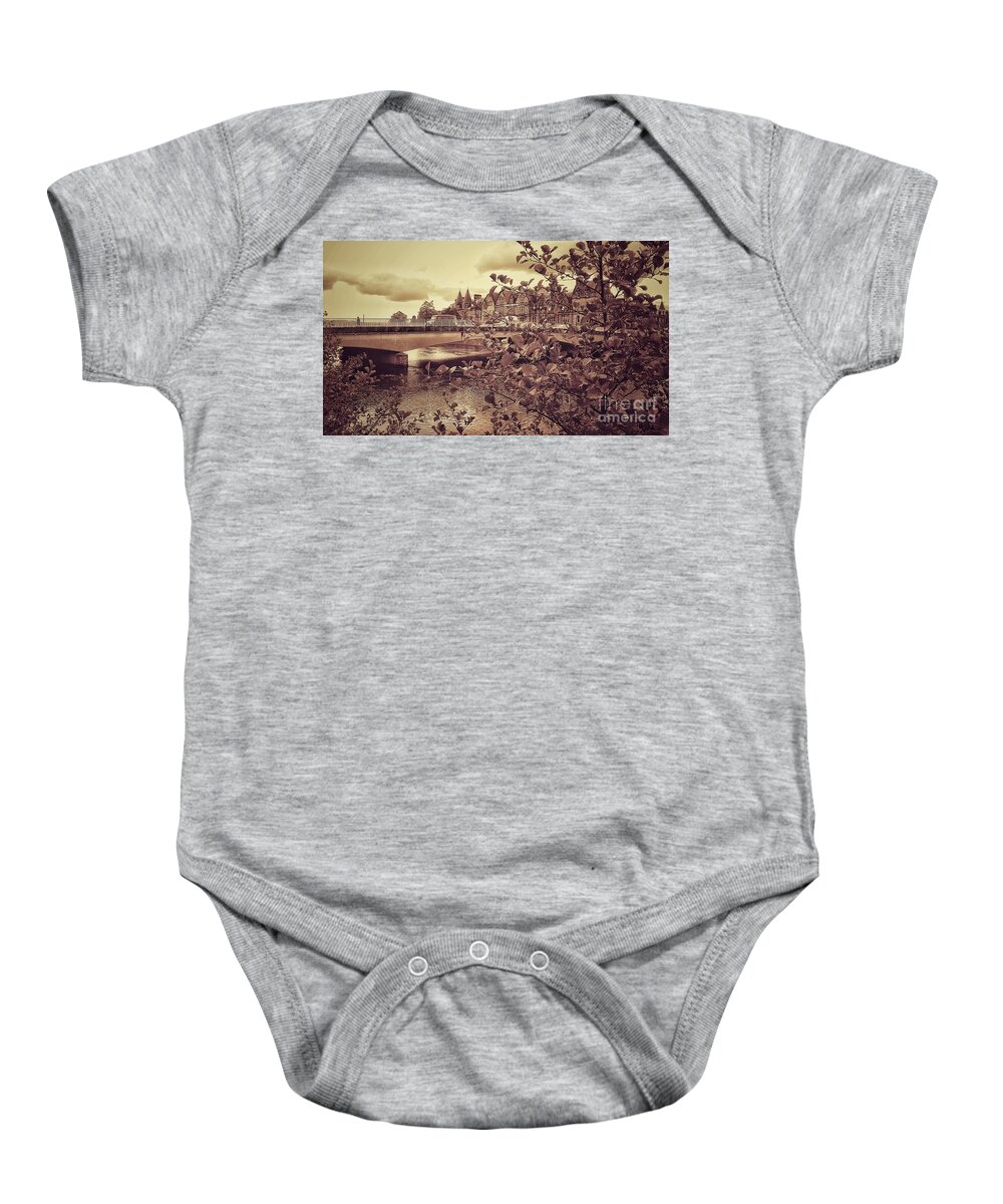 Inverness Baby Onesie featuring the photograph Inverness Bridge in Sepia by Joan-Violet Stretch