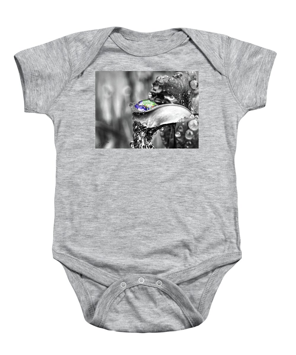 Iris Baby Onesie featuring the digital art Iris In Black And Color by Kathleen Illes