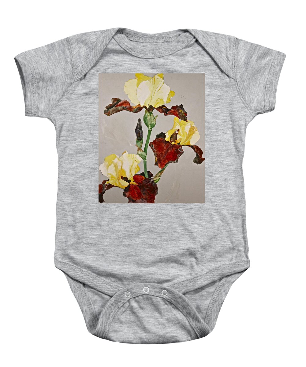 Acrylic Painting Baby Onesie featuring the painting Irises-Posthumously presented paintings of Sachi Spohn by Cliff Spohn