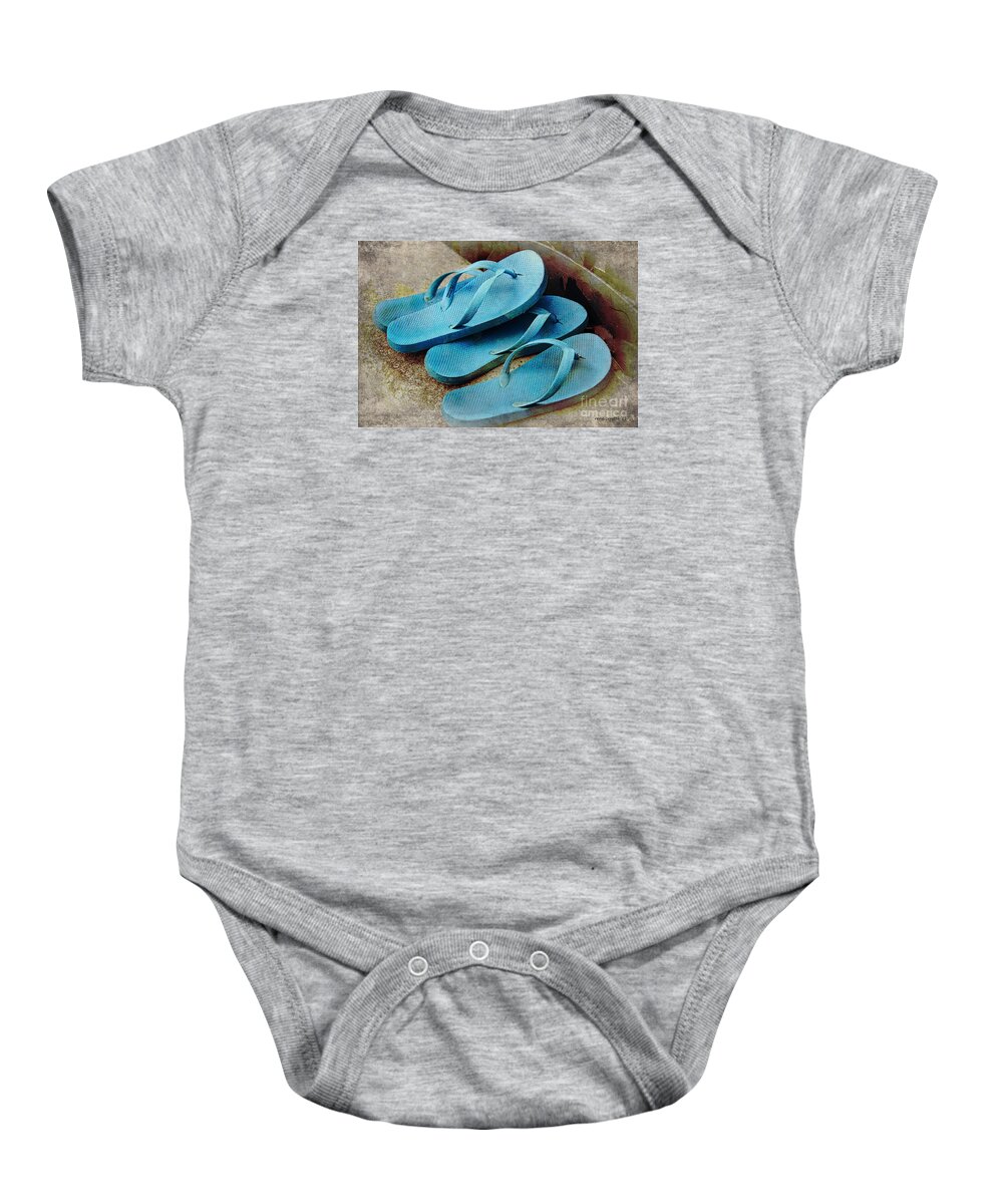 Flip Flops Baby Onesie featuring the photograph It's Flip Floppin Time.... by Rene Crystal