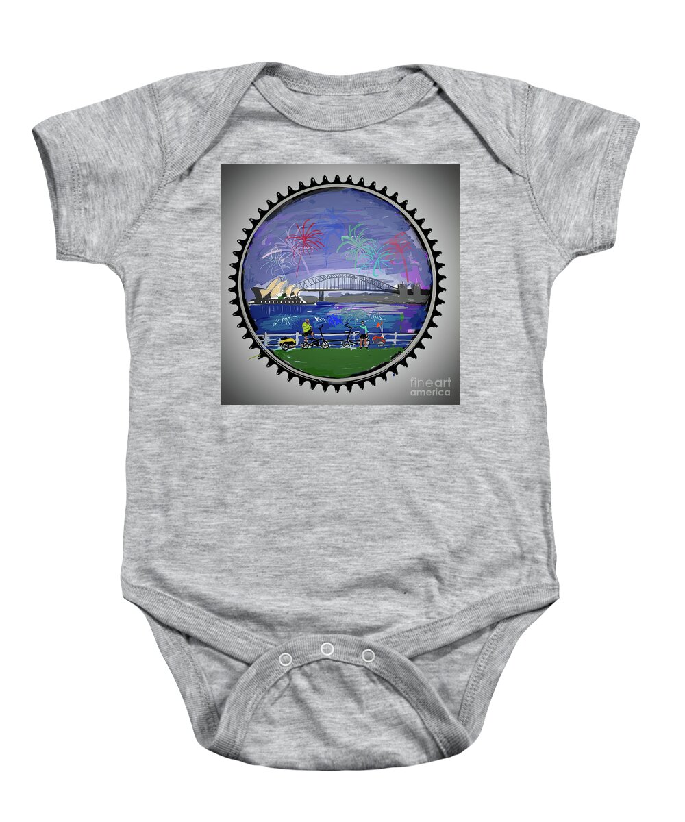 #elliptigo. #elliptiart Baby Onesie featuring the painting January 2018 by Francois Lamothe