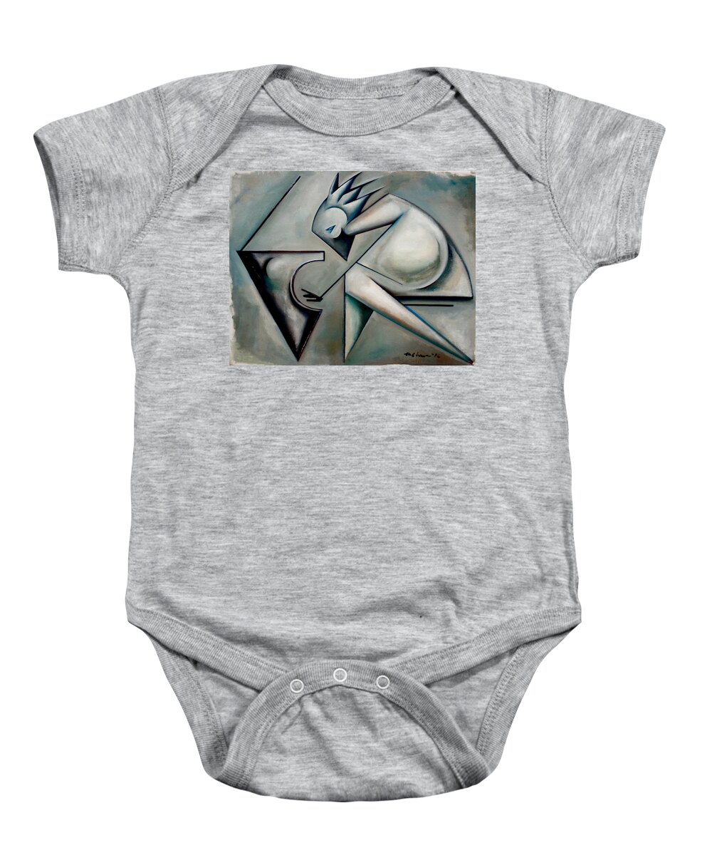 Jazz Baby Onesie featuring the painting Jazz Piano Modern by Martel Chapman