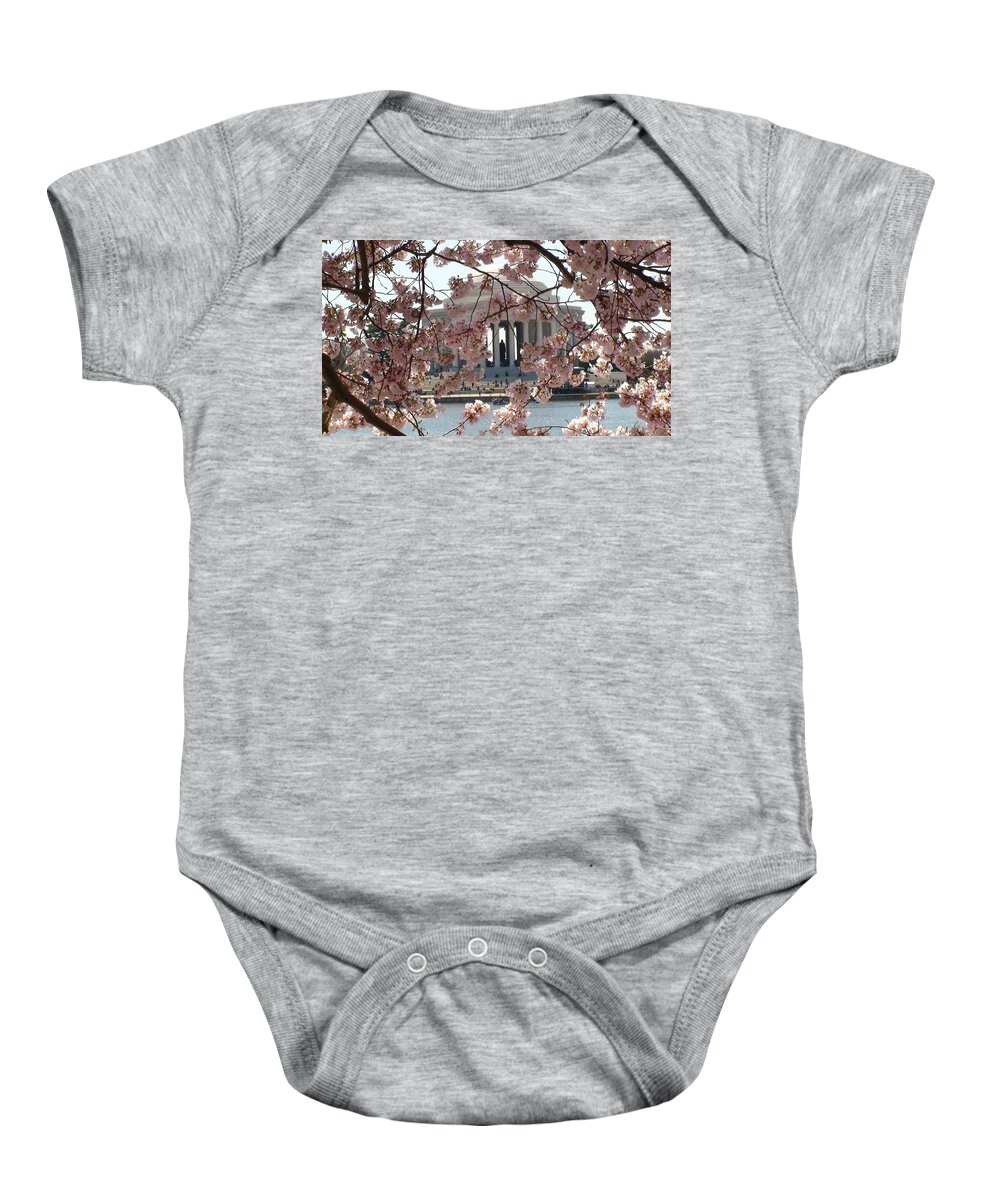 Jefferson Memorial Baby Onesie featuring the photograph Jefferson Through the Cherry Blossoms by Charles Kraus
