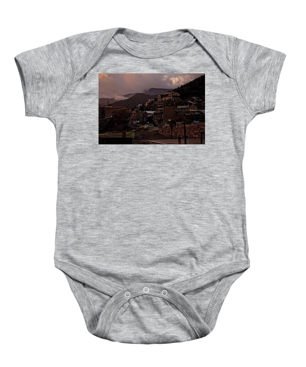 Jerome Baby Onesie featuring the photograph Jerome on the edge of sunrise by Ron Chilston