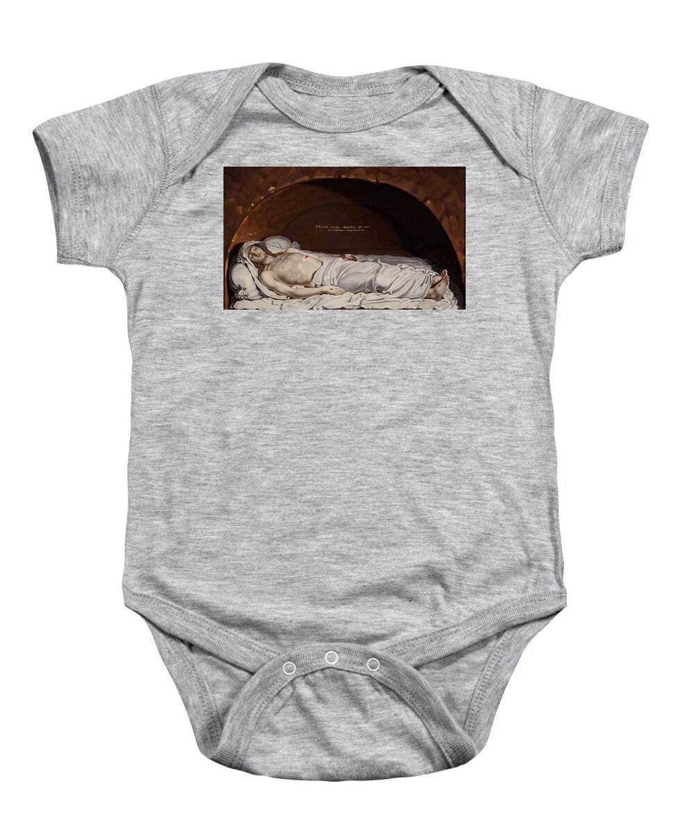 Jesus At The Tomb - Vladimir Borovikovsky Baby Onesie featuring the painting Jesus at the tomb by Vladimir Borovikovsky