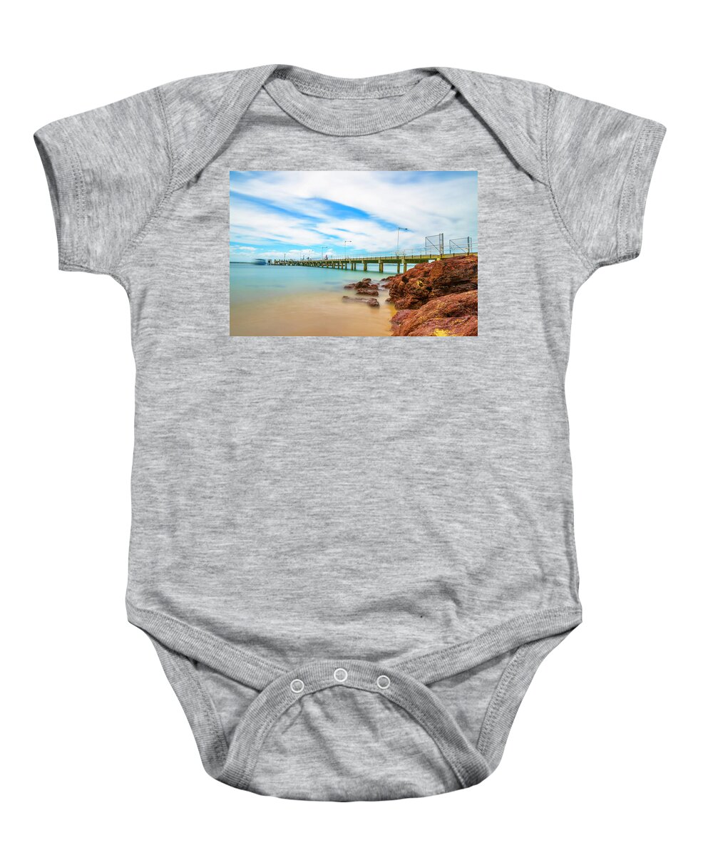 Landscapes Baby Onesie featuring the photograph Jetty by the Sea by DesignBoard Photography