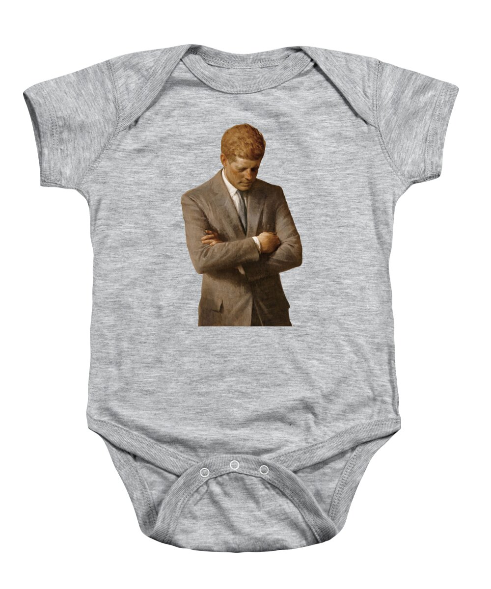 Jfk Baby Onesie featuring the painting John F Kennedy by War Is Hell Store