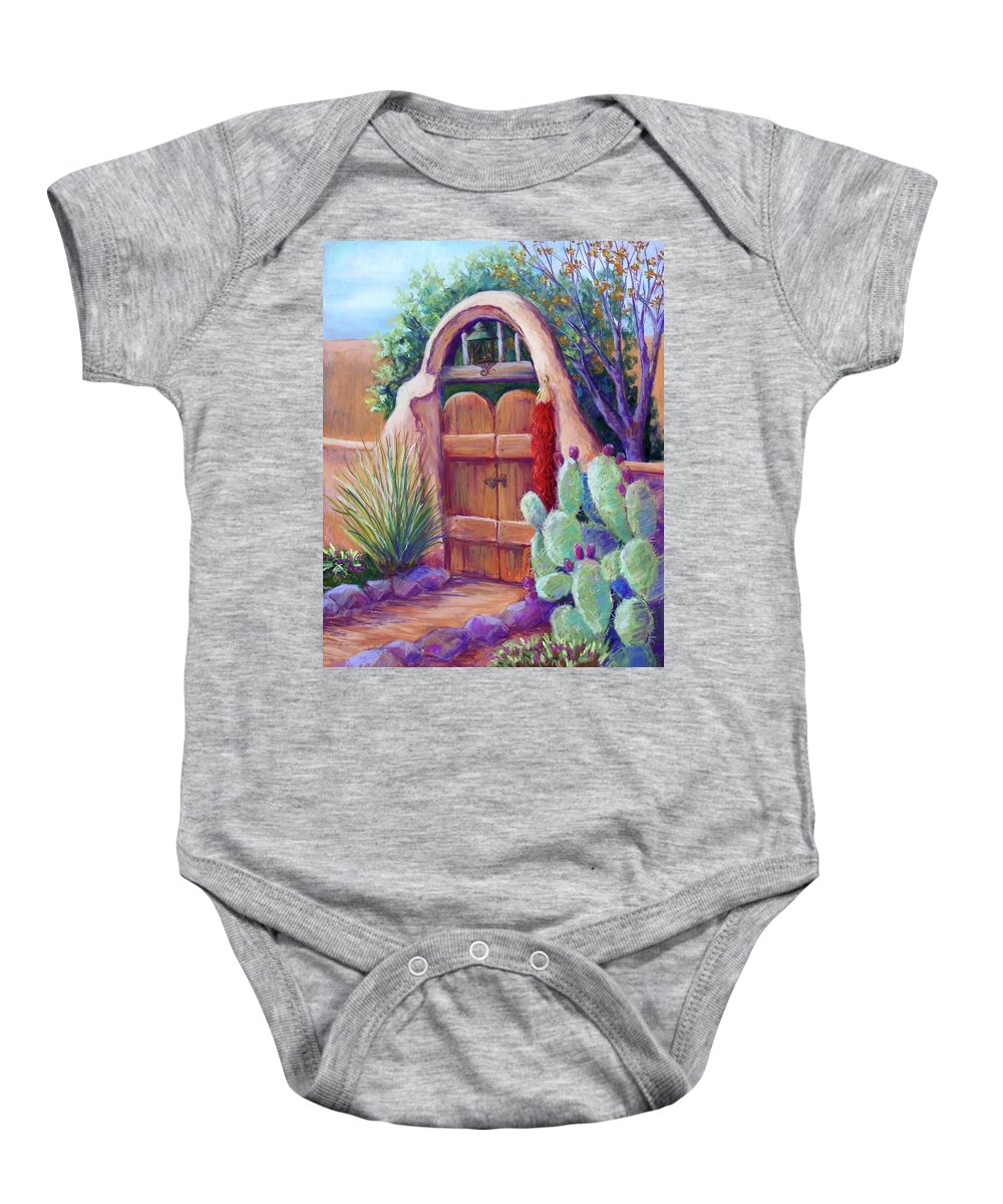 New Mexico Landscapes Baby Onesie featuring the pastel Josefina's Gate by Candy Mayer