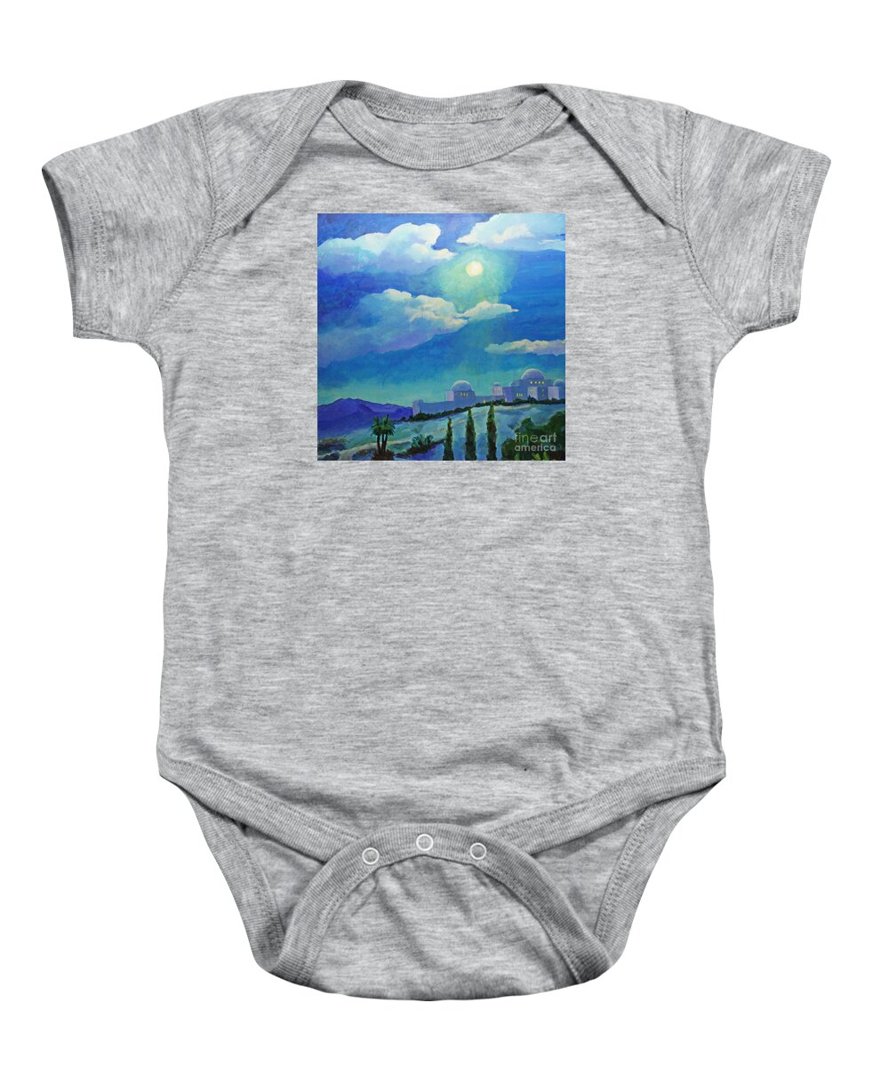 Christian Art Baby Onesie featuring the painting On a Cold Winter's Night by Maria Hunt