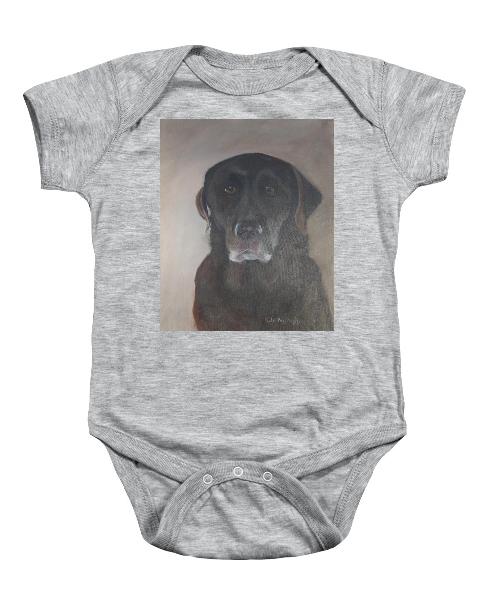 Chocolate Labrador Baby Onesie featuring the painting Jozi by Paula Pagliughi