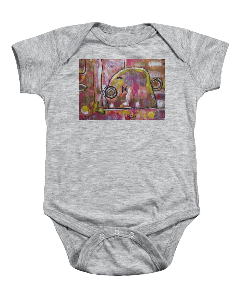 Squares Baby Onesie featuring the painting Jumble of colours by Sam Shaker