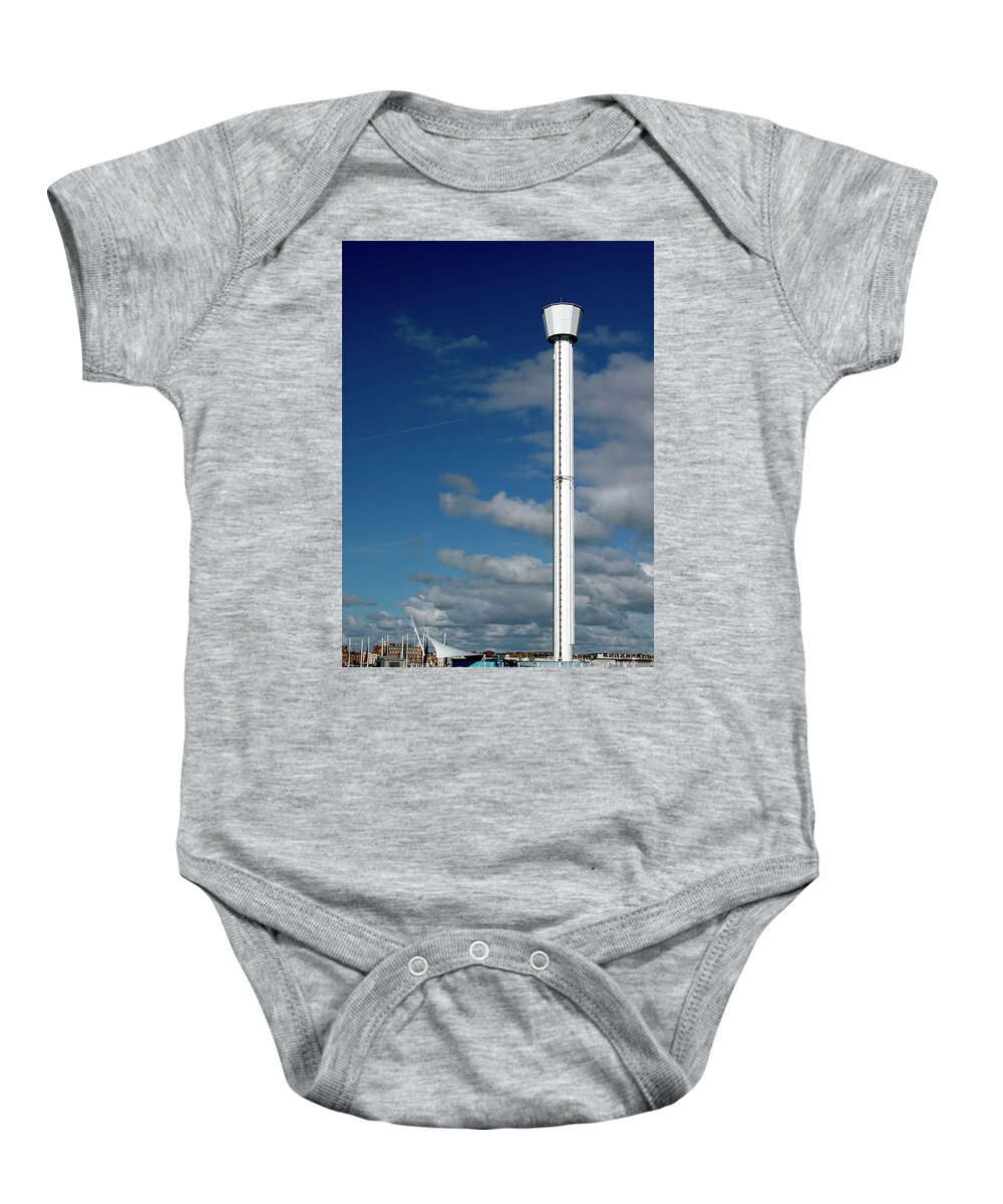 Jurassic Baby Onesie featuring the photograph Jurassic Skyline Tower by Stephen Melia