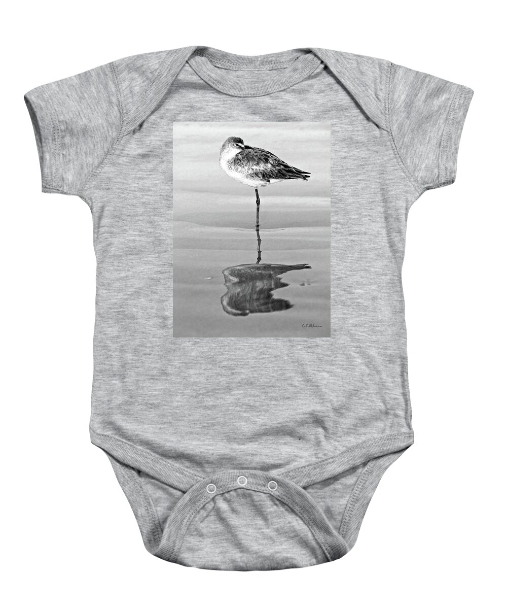 Willet Baby Onesie featuring the photograph Just Being Coy - BW by Christopher Holmes