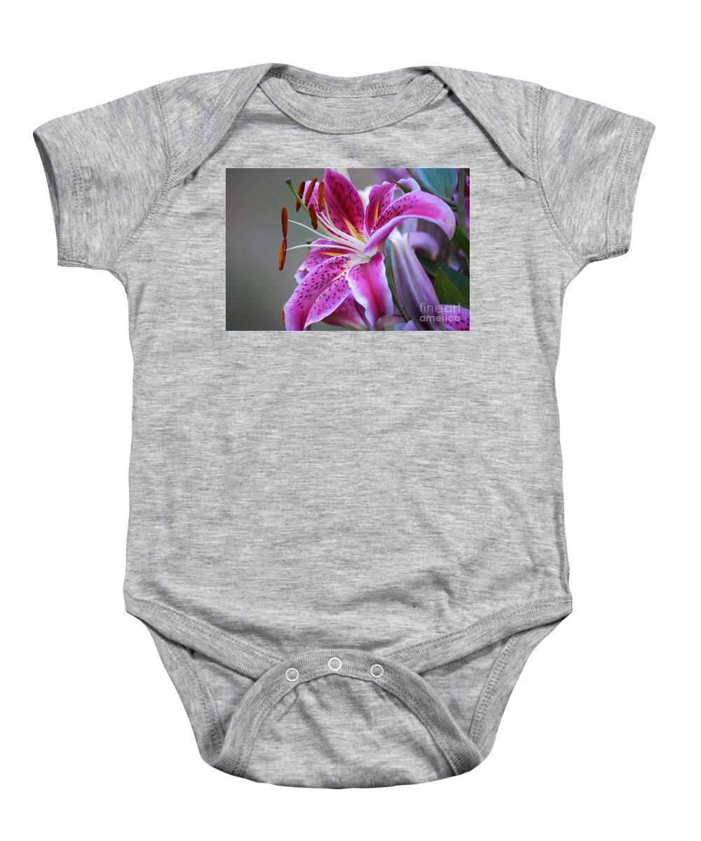 Lilly Baby Onesie featuring the photograph K and D Lilly 6 by Merle Grenz