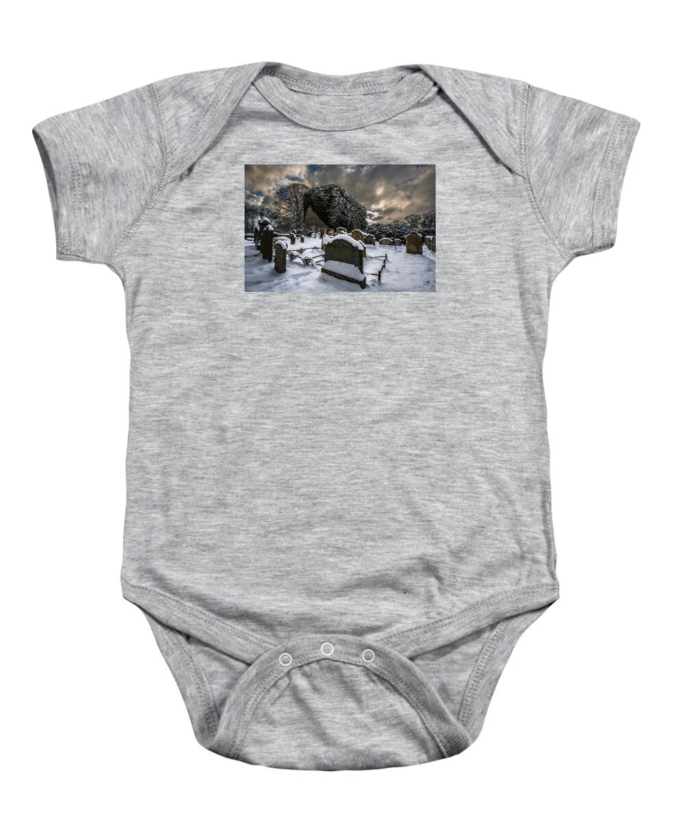 Kilroot Baby Onesie featuring the photograph Kilroot Graveyard by Nigel R Bell