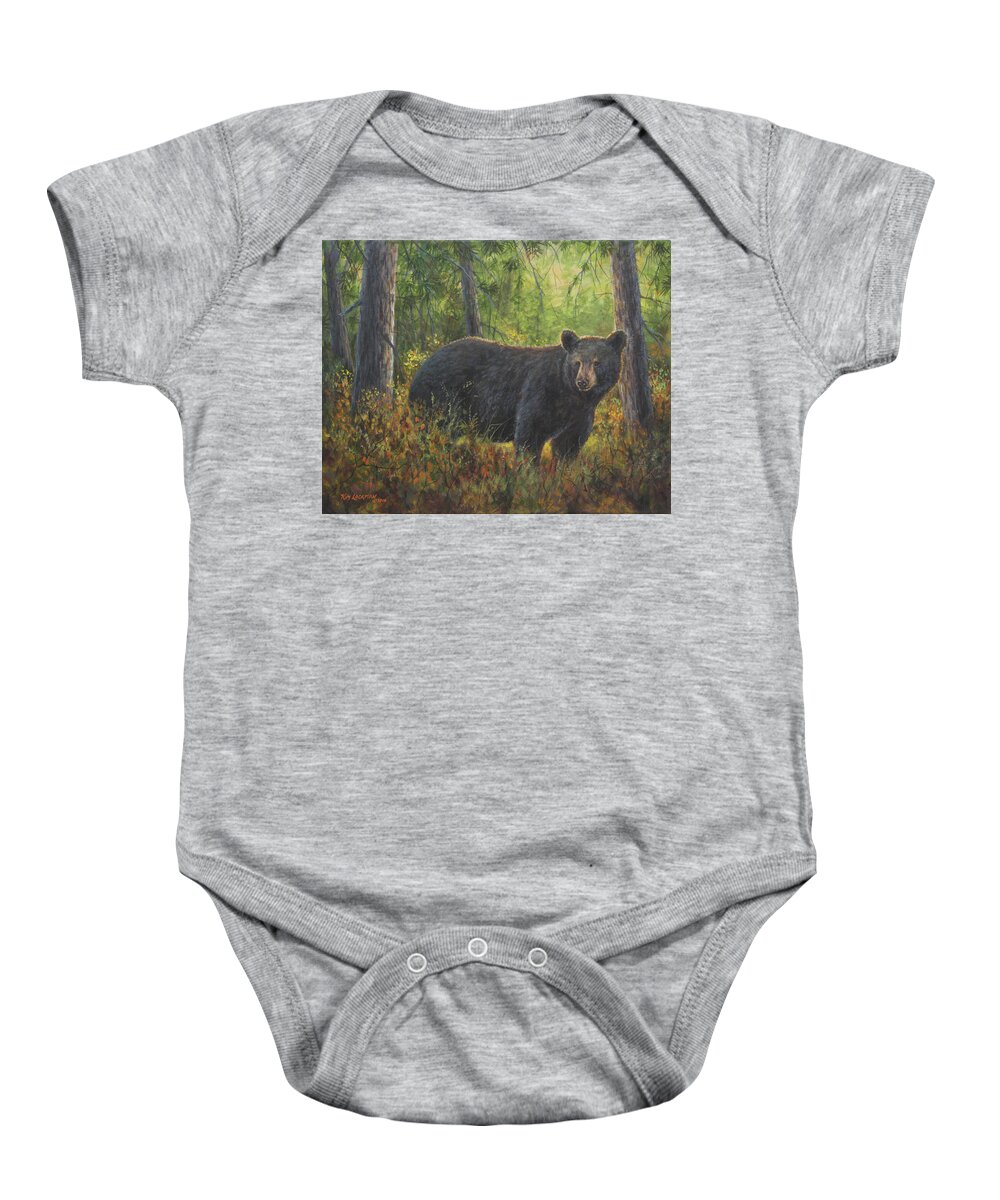 Bear Baby Onesie featuring the painting King of His Domain by Kim Lockman