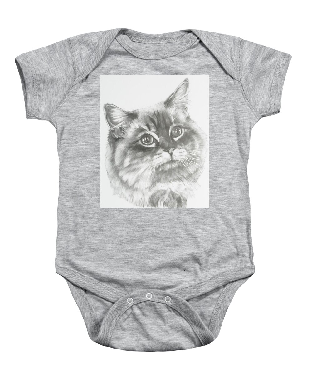 Cat Baby Onesie featuring the mixed media Kittie by Barbara Keith