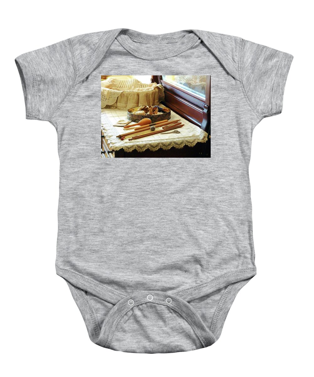 Bedroom Baby Onesie featuring the photograph Knitting Supplies by Susan Savad