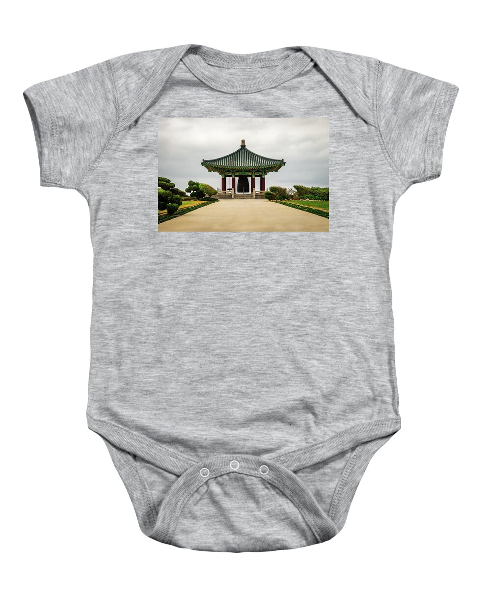 Friendship Baby Onesie featuring the photograph Korean Bell of Friendship by Ed Clark