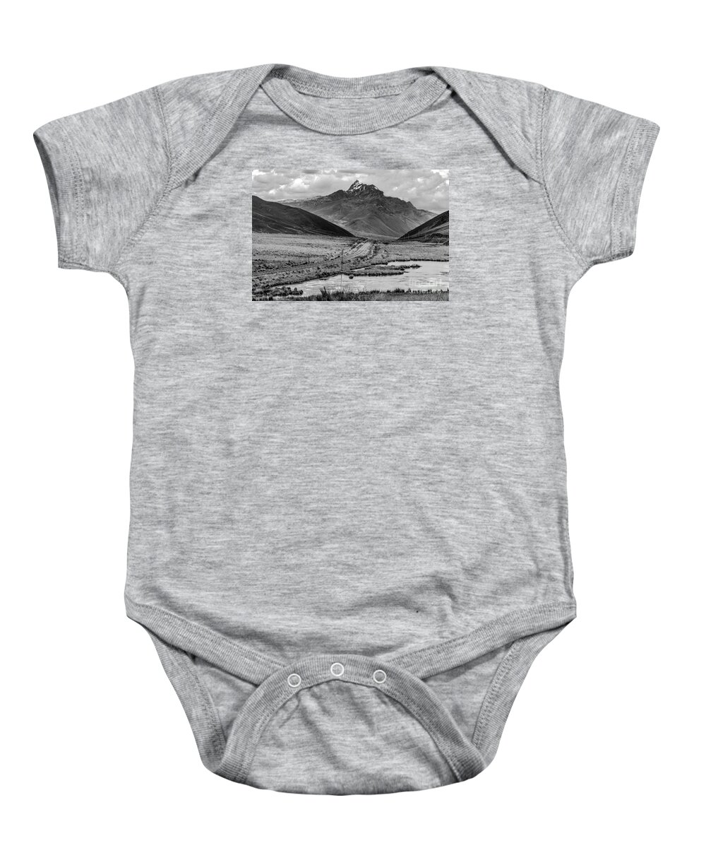 Bw Baby Onesie featuring the pyrography La Raya Mountains by David Meznarich