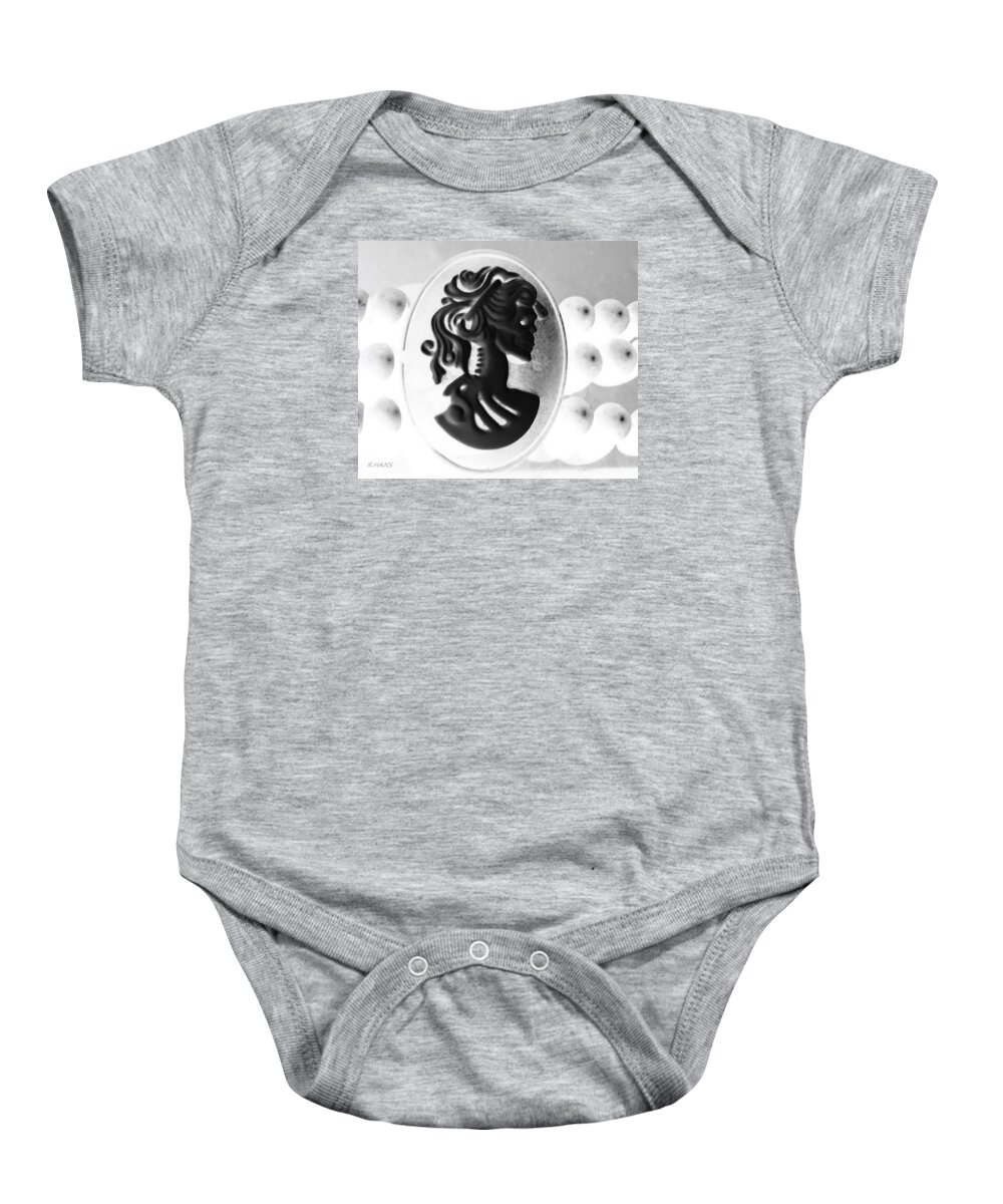 Cameo Baby Onesie featuring the photograph Ladyskull Cameo Negative by Rob Hans