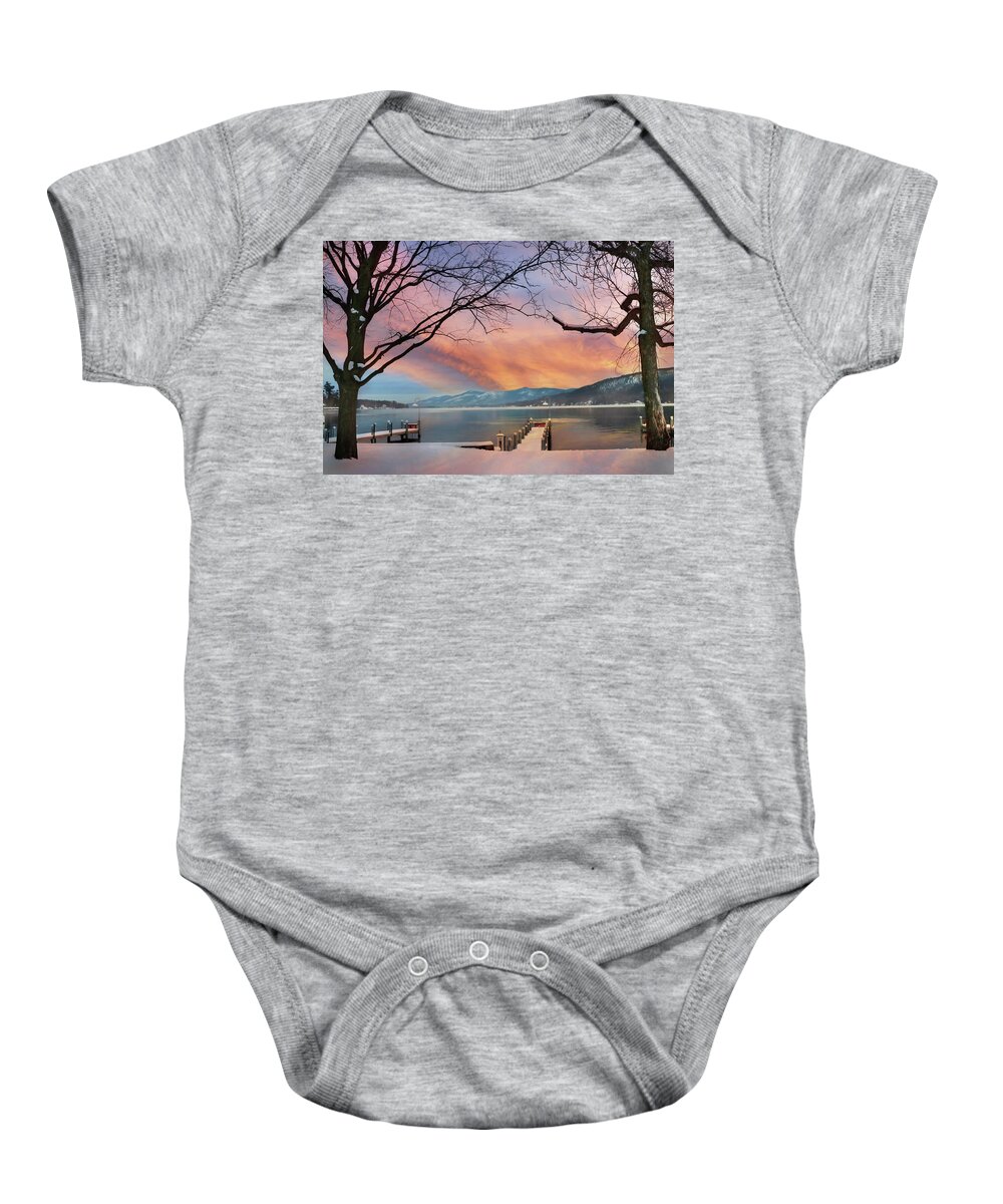 Lake George Baby Onesie featuring the photograph Lake George Winter Sunrise by Lori Deiter