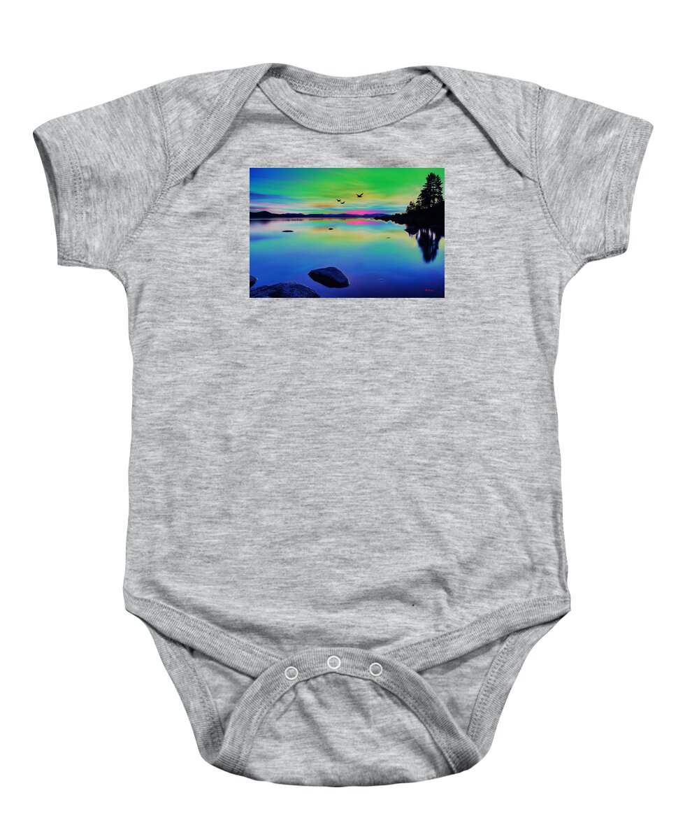 Water Baby Onesie featuring the digital art Lake Reflections 2 by Gregory Murray
